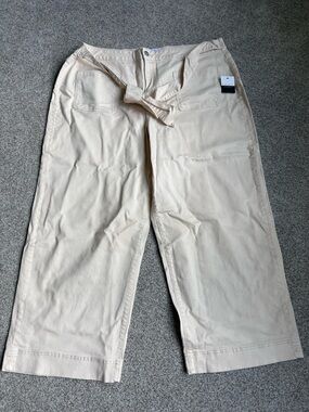 Eloquii Cream Wide-Leg Cropped Pants